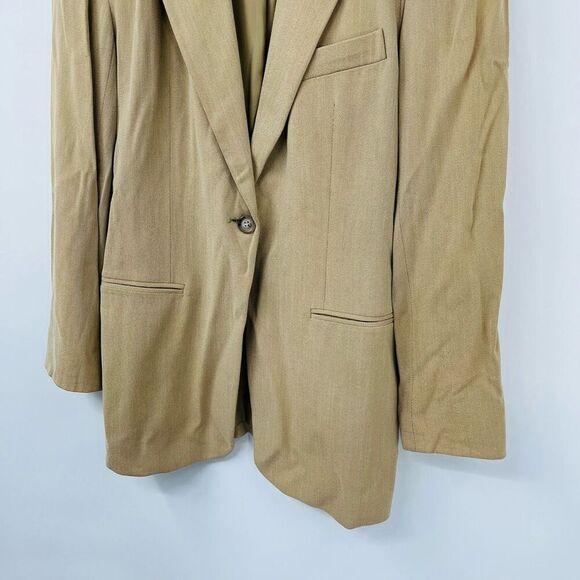 DKNY Blazer Jacket Tan Single Breasted Long Sleeve Wool Blend Womens Size 8 - Picture 4 of 9